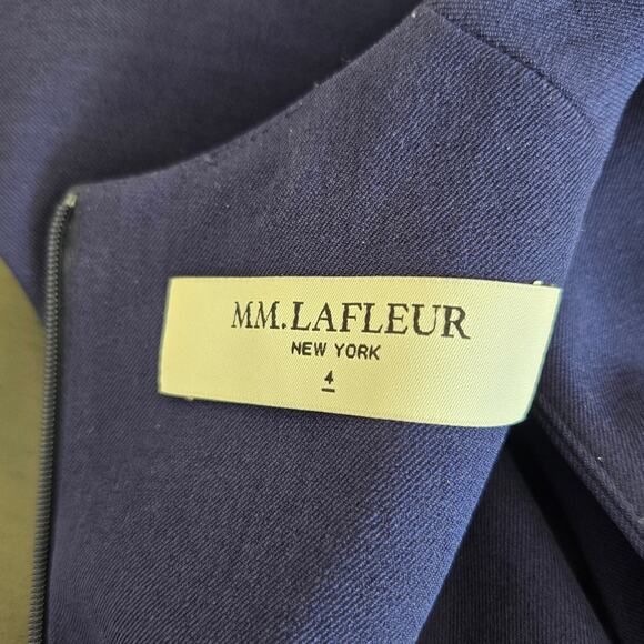 MM LaFleur Annie Navy Sheath Dress V Neck Sleeveless Classic Washable Women 4 - Picture 10 of 12